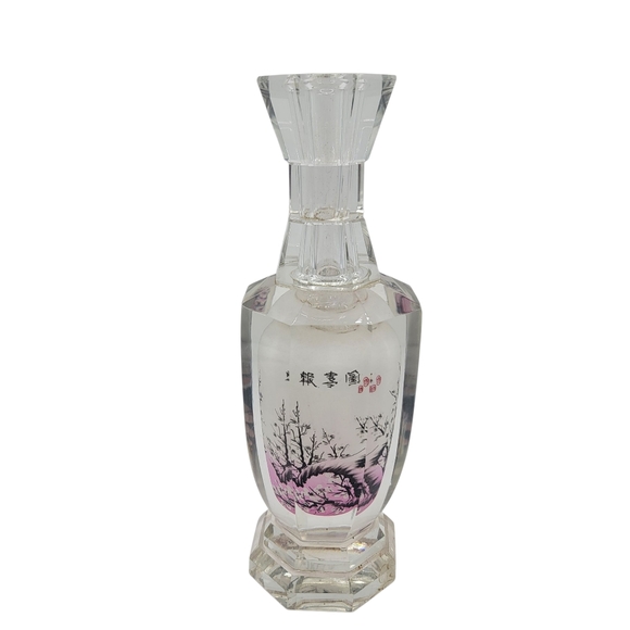 Chinese Inside Painted Crystal VaseScene & Calligraphy 8.75